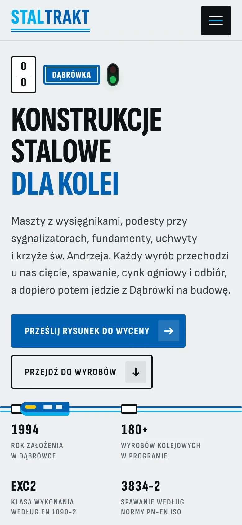 Makieta strony Staltrakt, wersja na telefonie